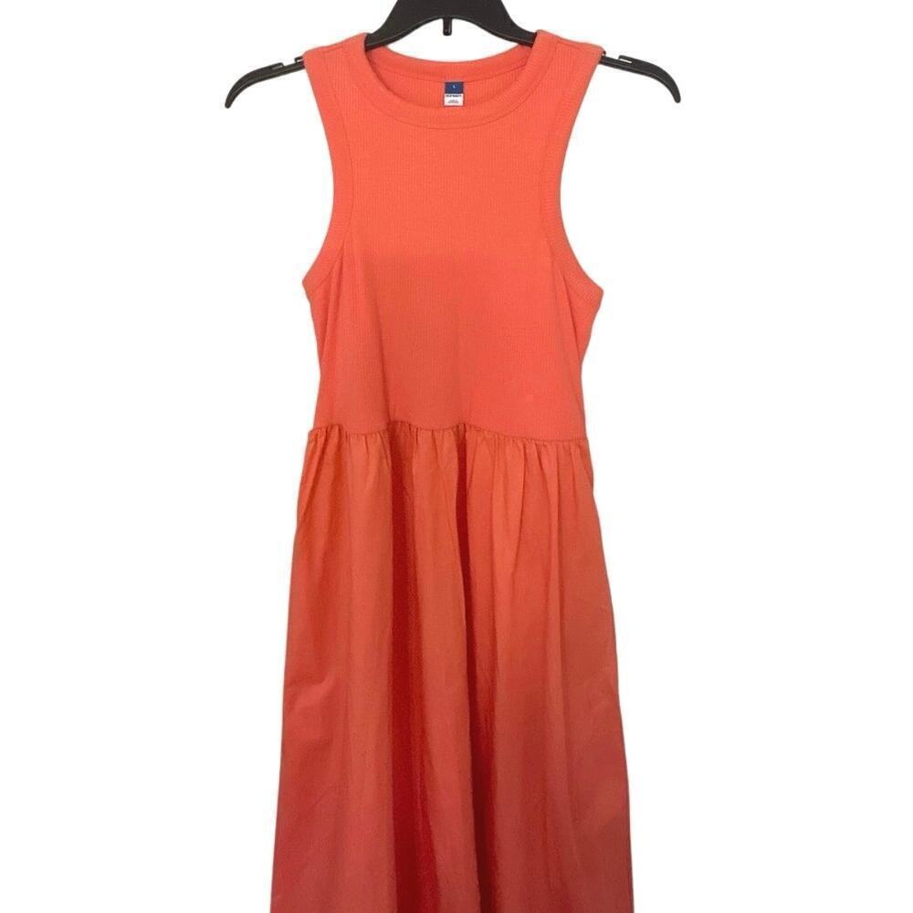 OLD NAVY NWT Coral Sleeveless Cotton A-Line Midi Dress Size Large Summer Beachy - Picture 3 of 11